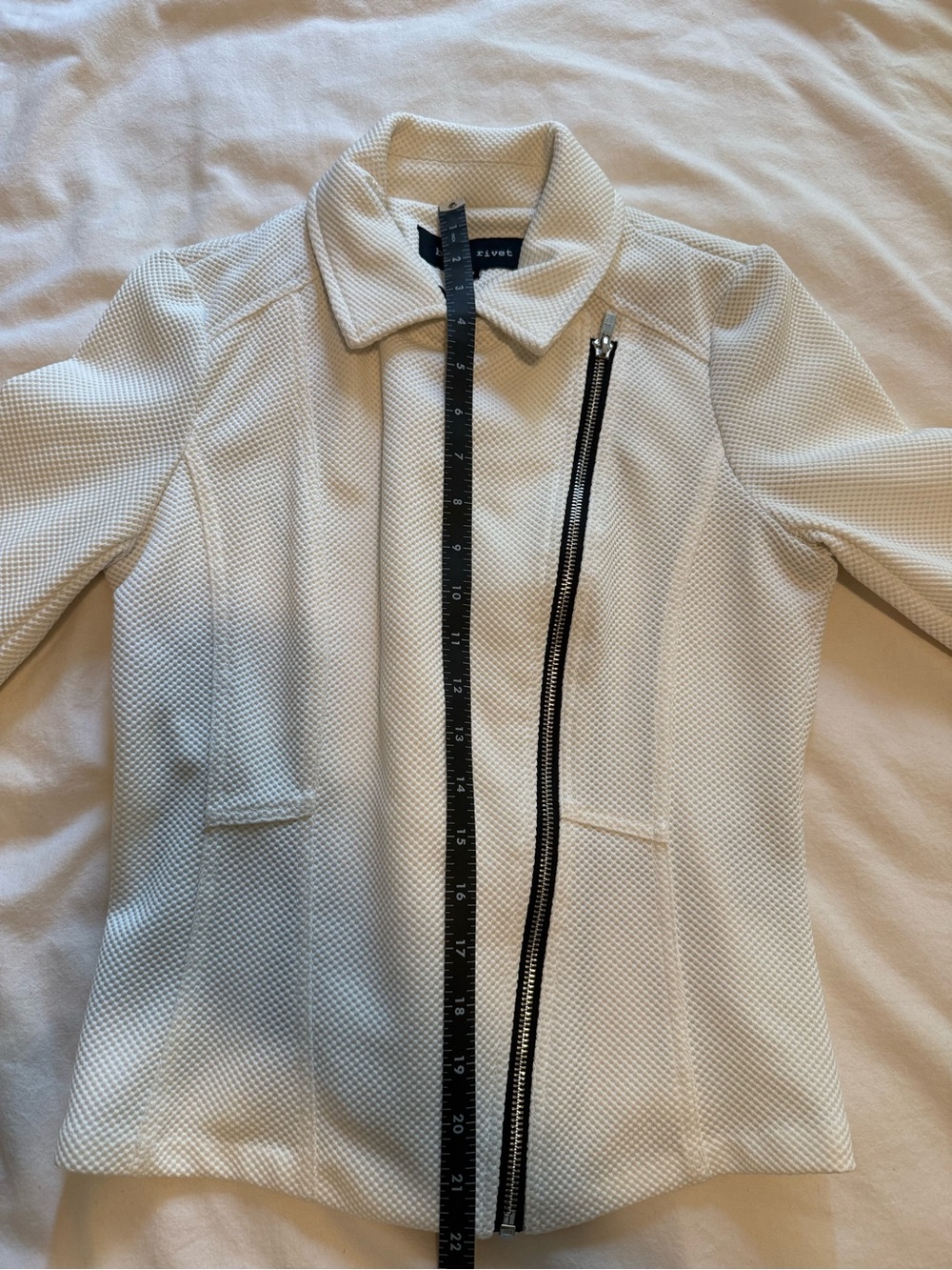 Black Rivet White Textured Zip-Front Jacket